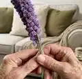 Lavender plant Crochet Pattern step 2 - assembly progress