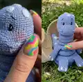 Baby Dino Stacking Toy Amigurumi Pattern step 2 - assembly progress